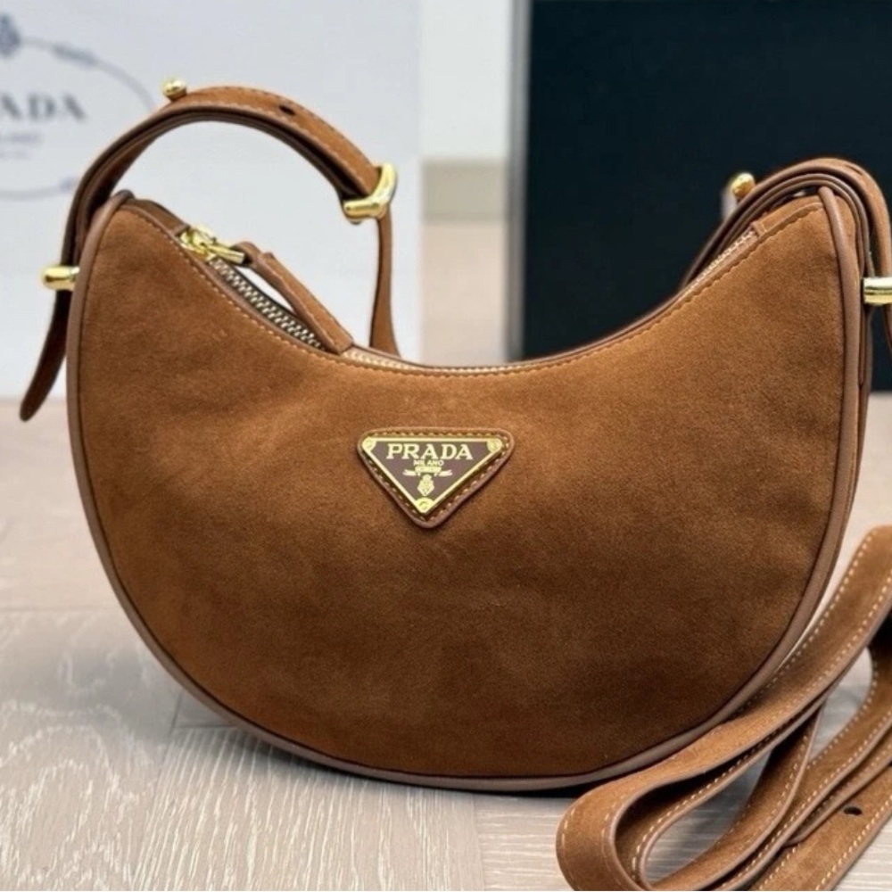 Designer Style Brown Suede Shoulder Bag